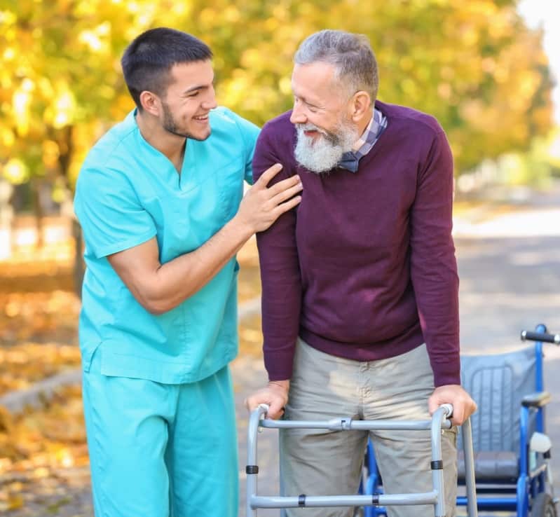 Caregiver supporting a client at home
